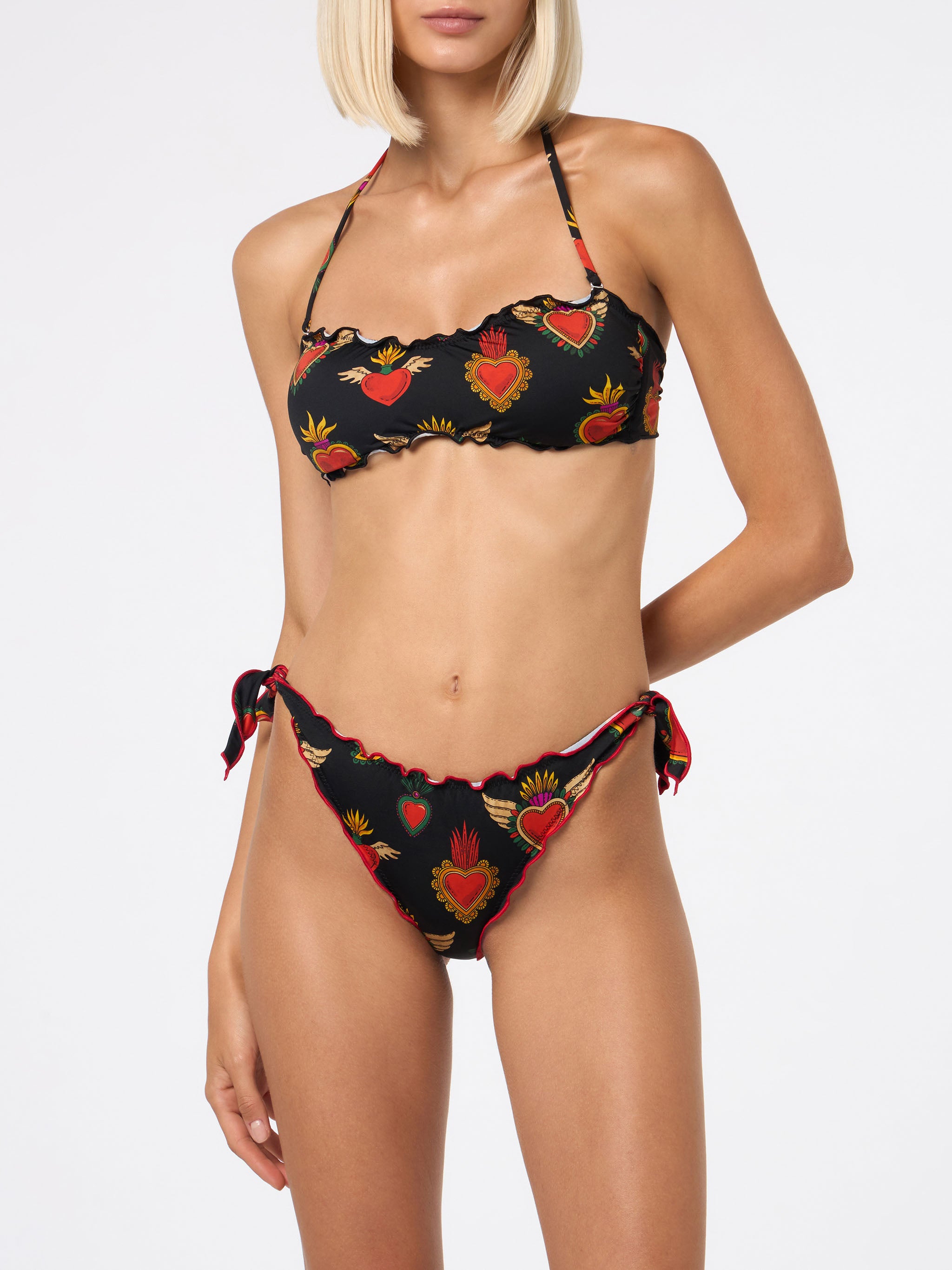 Costume bikini donna a fascia con stampa cuore sacro – MC2 Saint Barth