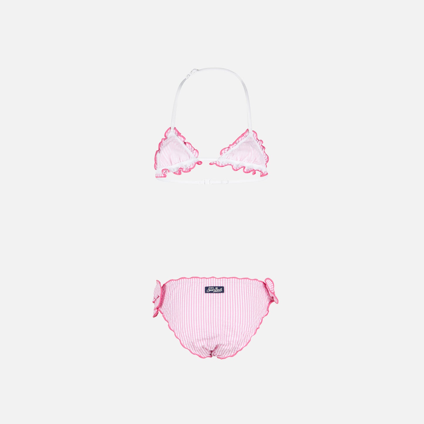 Girl triangle seersucker bikini with stripes - MC2 Saint Barth
