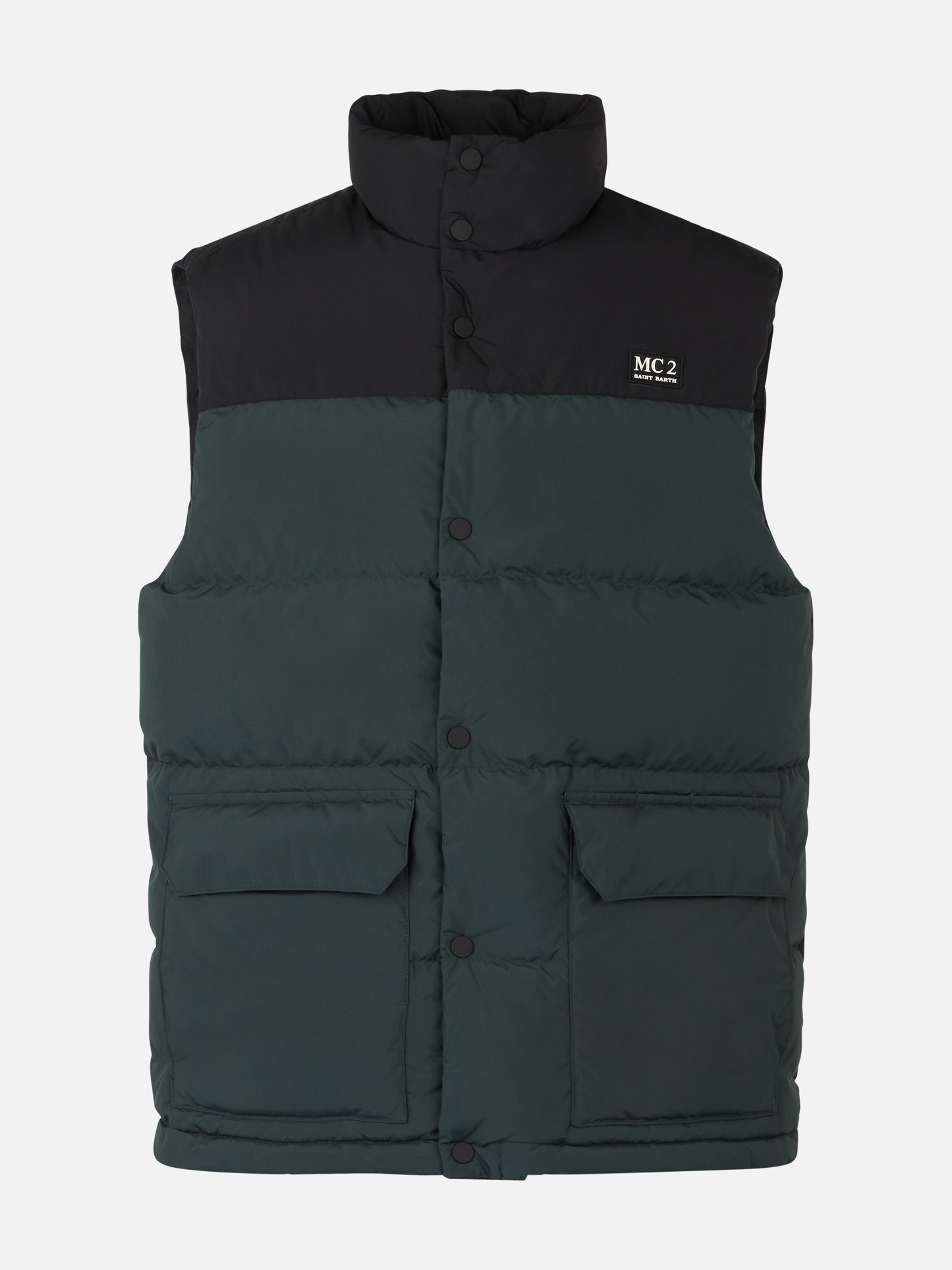 Man down padded green vest with pockets - MC2 Saint Barth