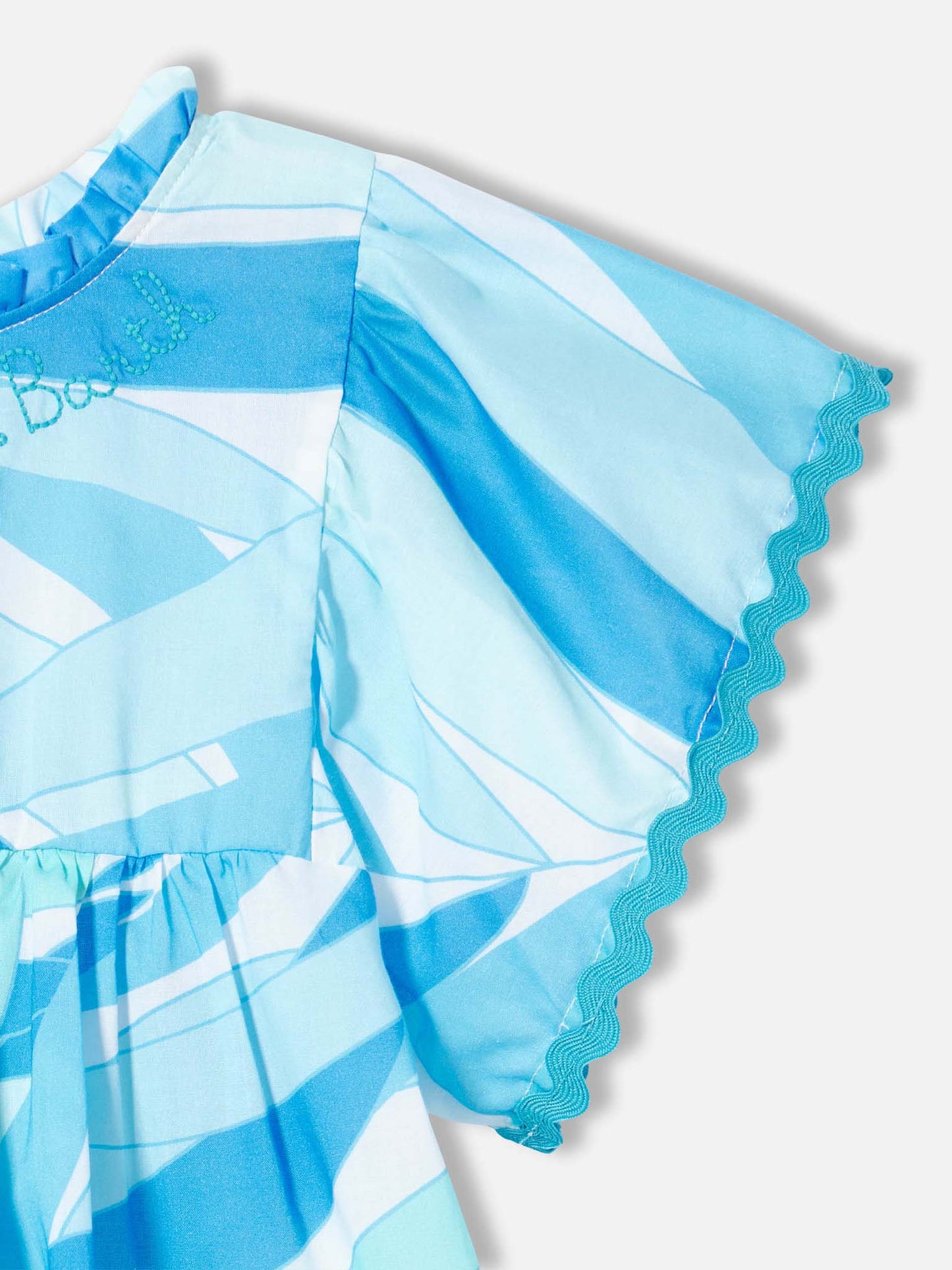 Girl dress with light blue palms print - MC2 Saint Barth