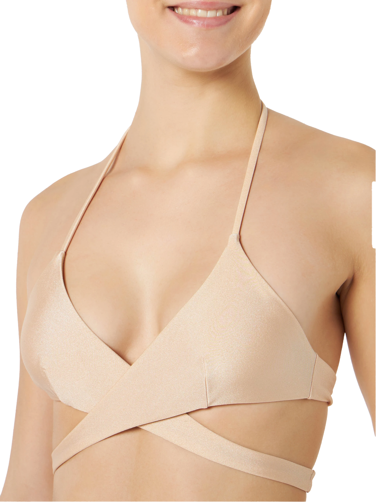Woman shiny beige wrap triangle bikini - MC2 Saint Barth