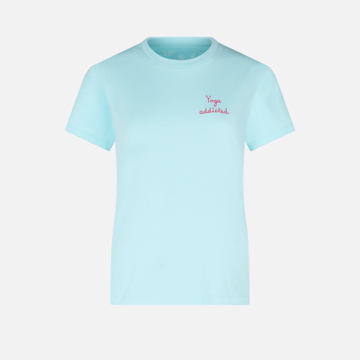 Woman cotton t-shirt with "yoga addicted" embroidered writing - MC2 Saint Barth