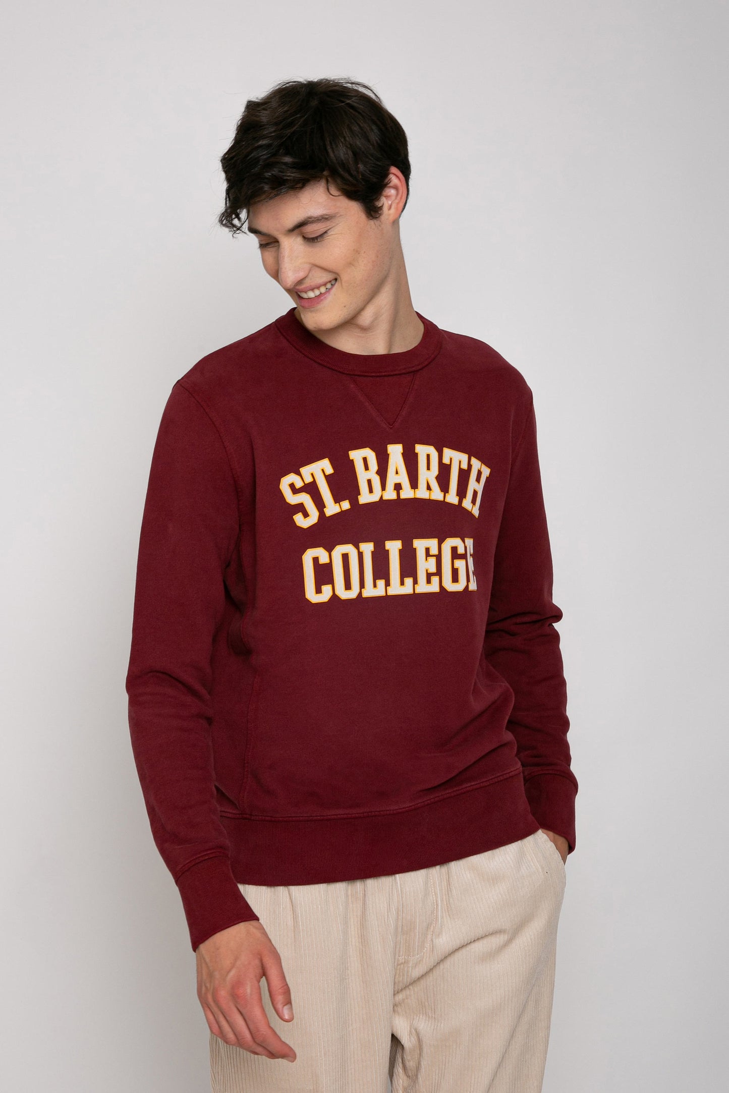 Burgundy sweatshirt St. Barth College print - MC2 Saint Barth