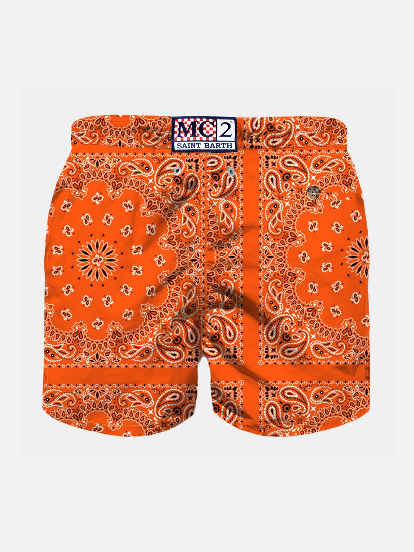 Boy swim shorts with orange bandanna print - MC2 Saint Barth
