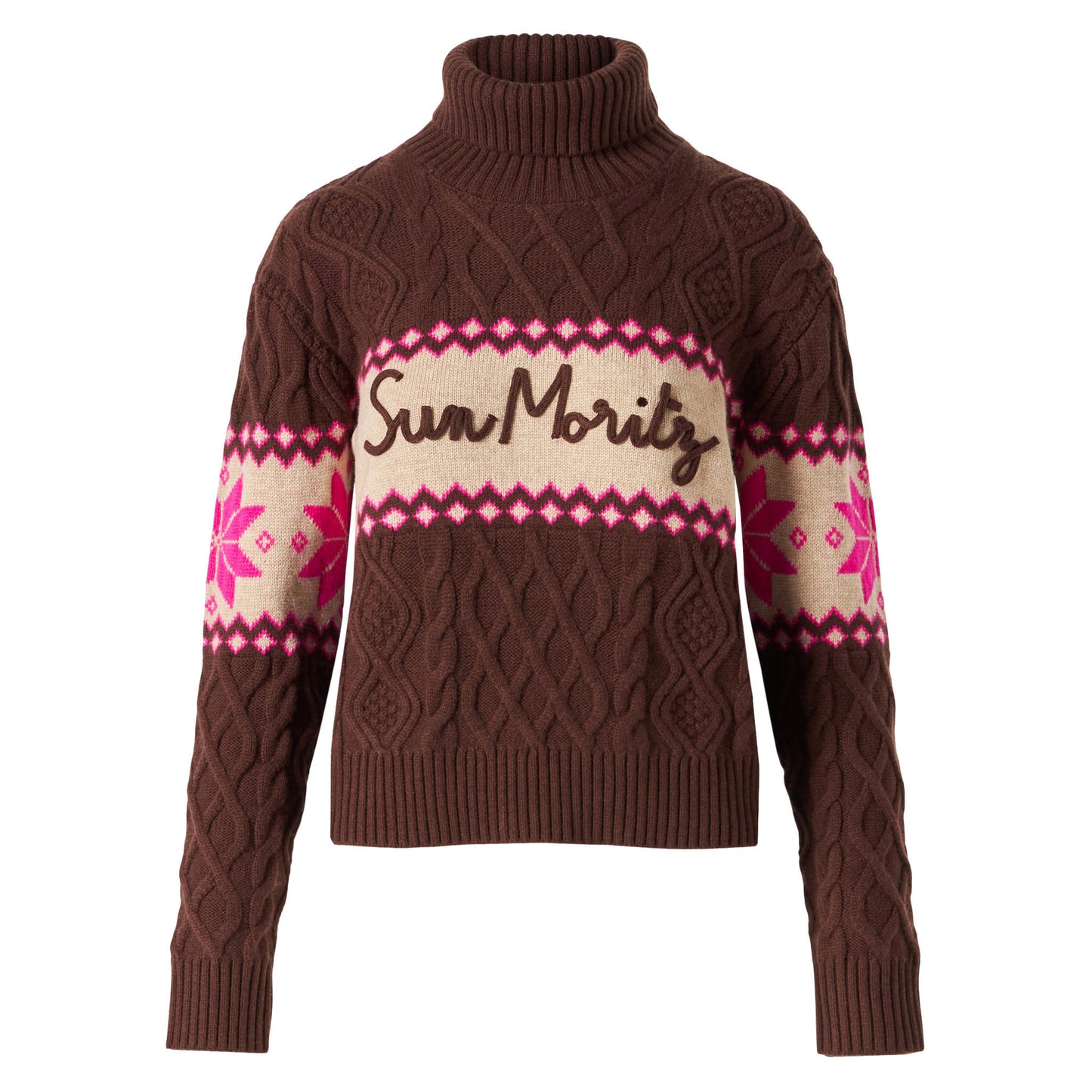 Woman half-turtleneck sweater with Sun Moritz lettering - MC2 Saint Barth