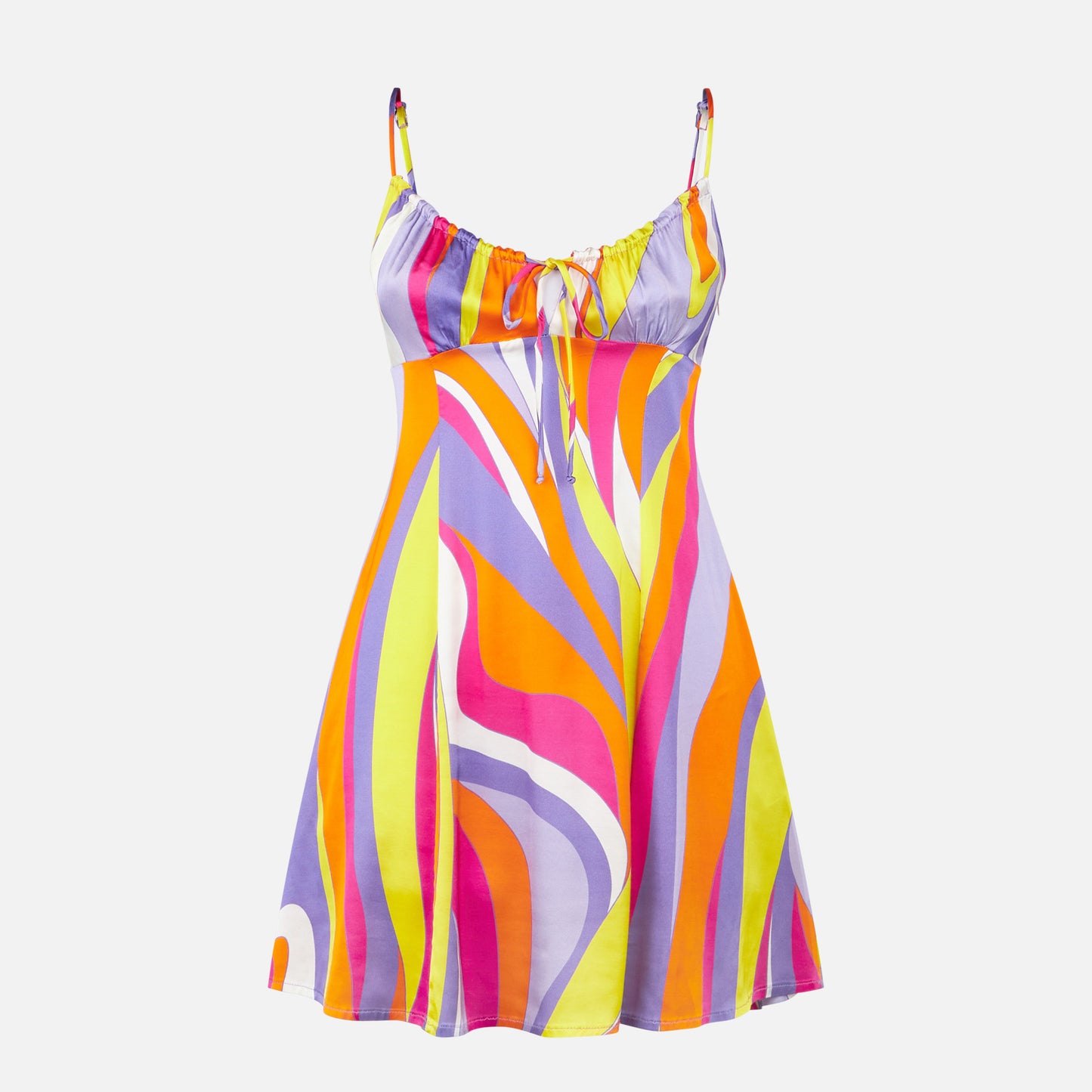 Woman short slip dress Creamy with shape wave print - MC2 Saint Barth