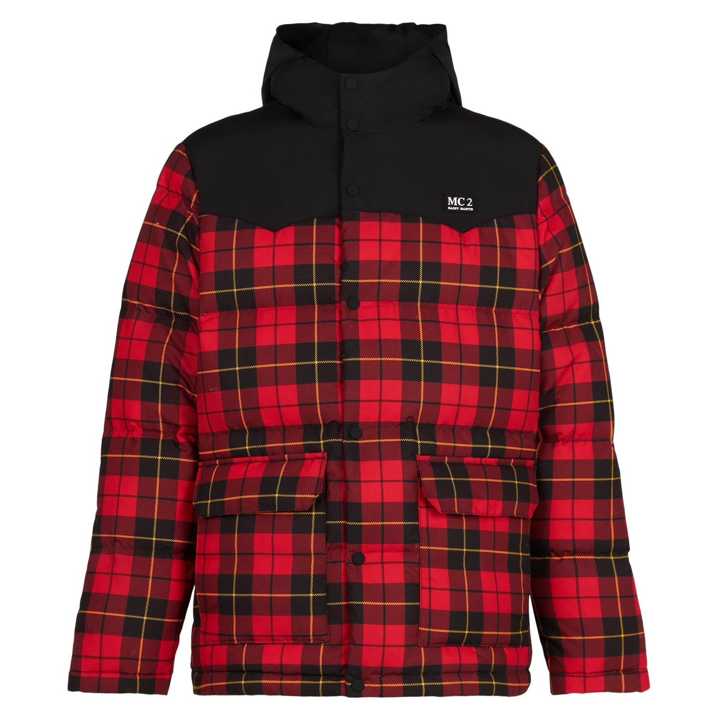 Man hooded down jacket Baxter with tartan print - MC2 Saint Barth