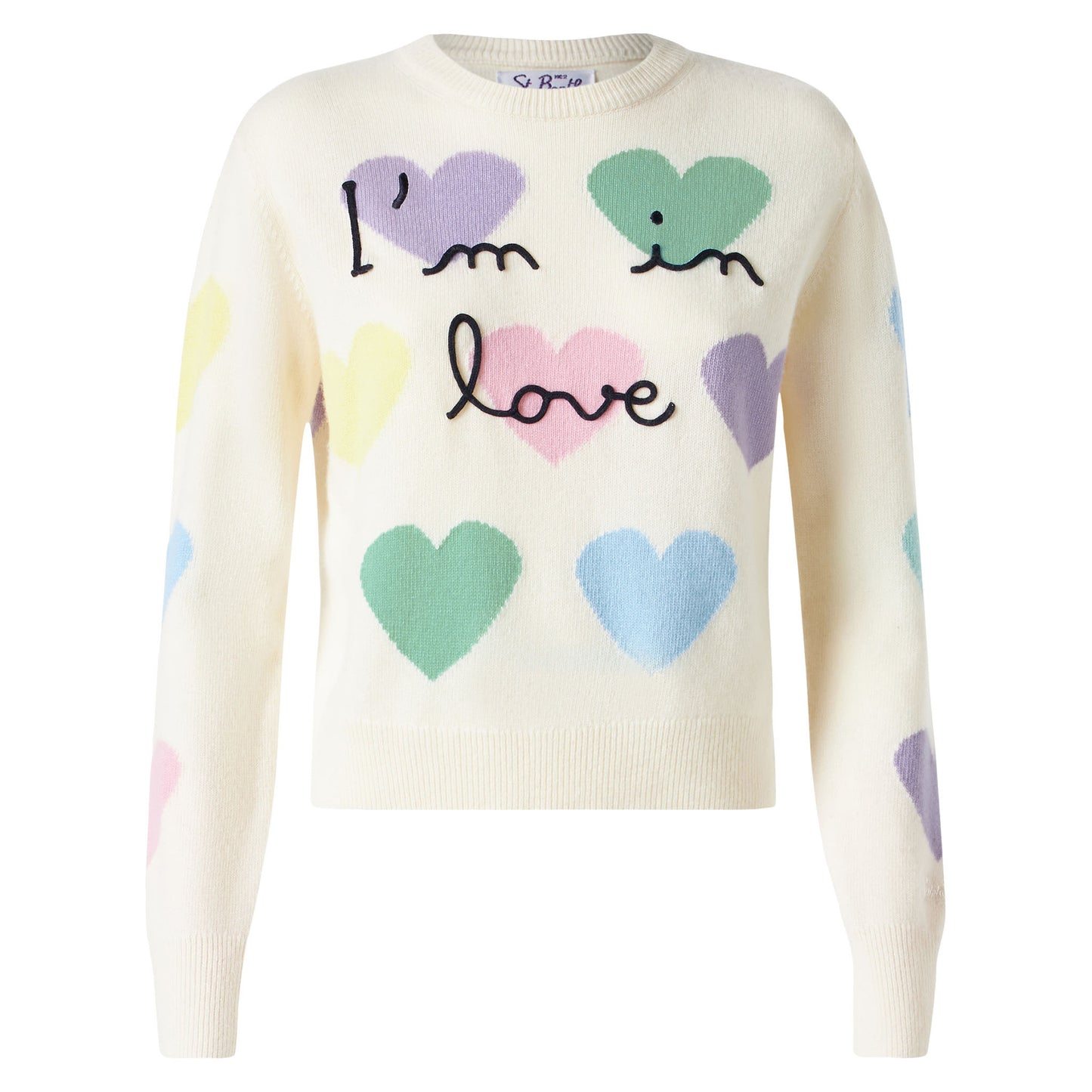 Woman sweater with hearts print and I'm in Love embroidery - MC2 Saint Barth