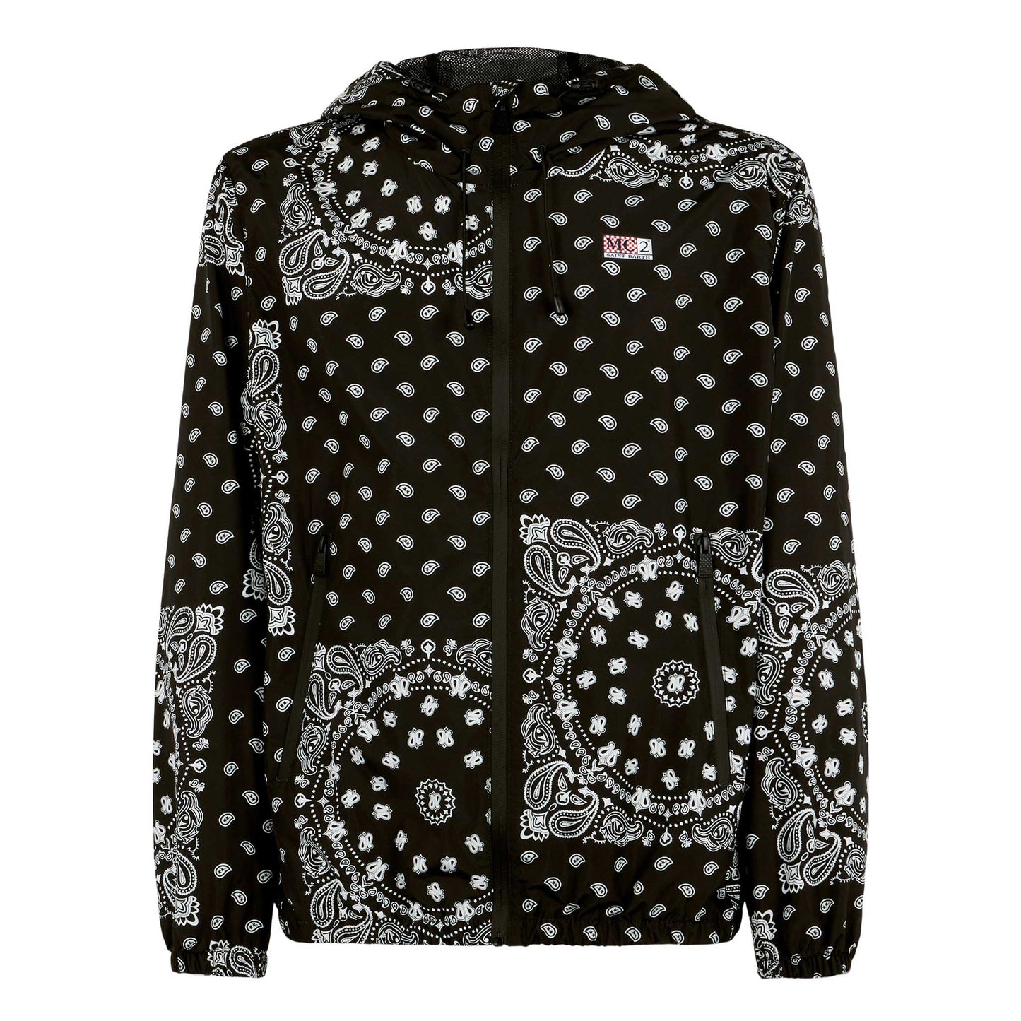 Man hooded lightweight windbreaker with bandanna print - MC2 Saint Barth