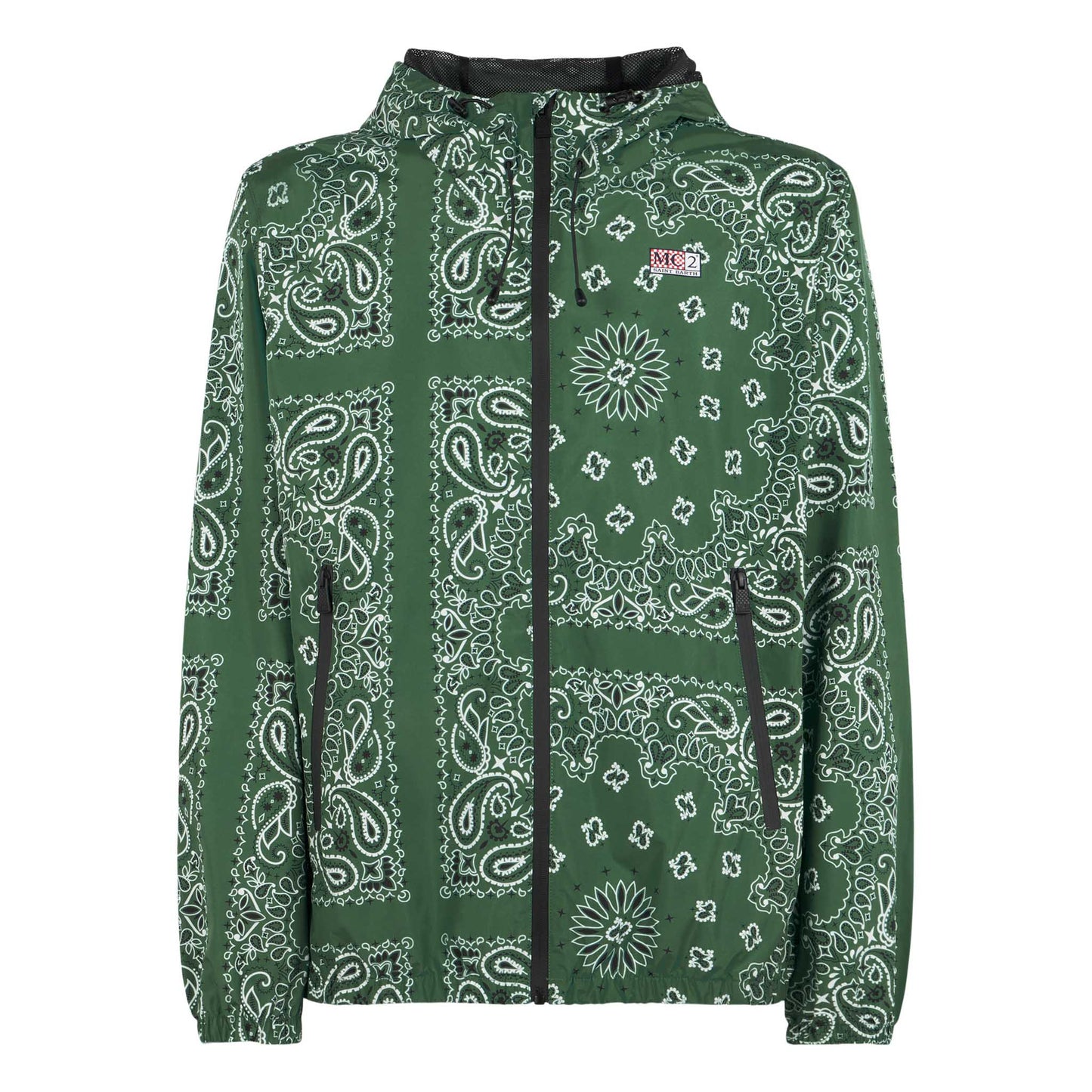 Man hooded lightweight windbreaker with bandanna print - MC2 Saint Barth