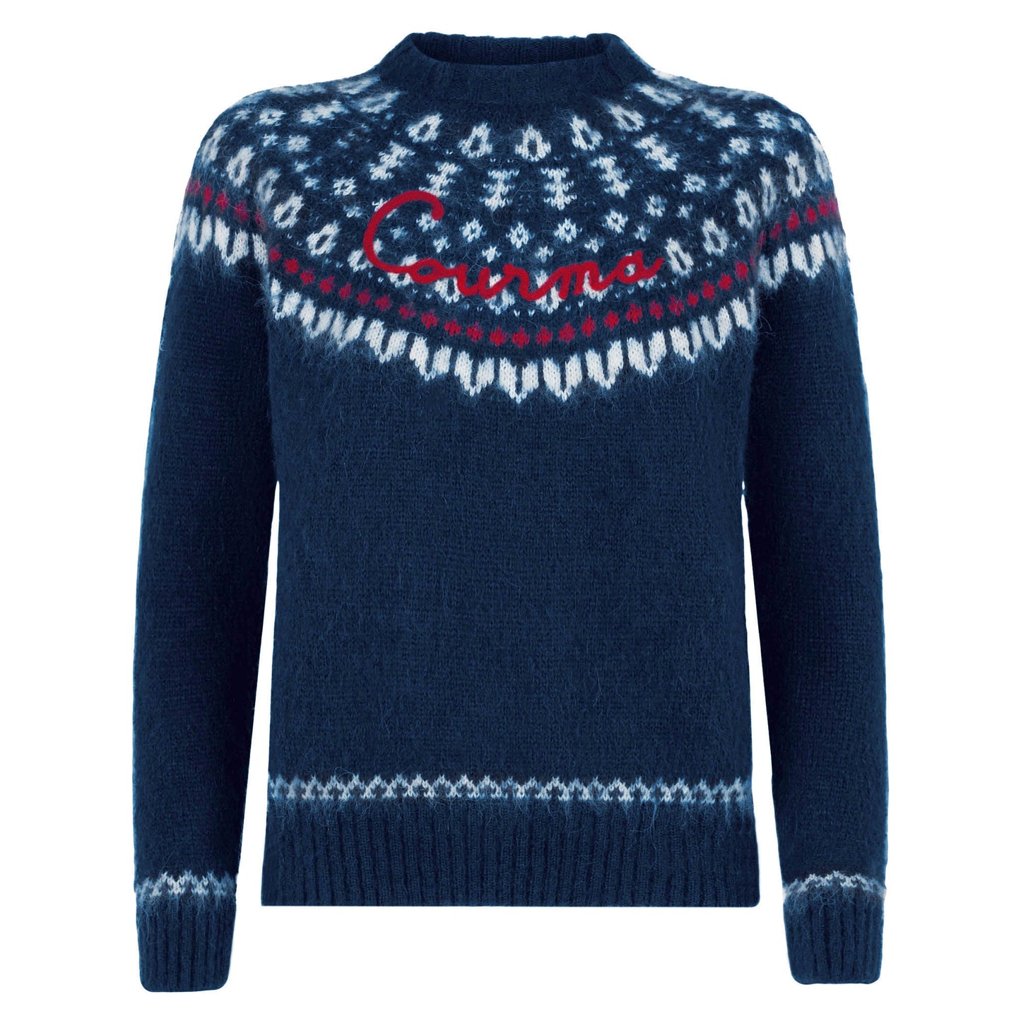 Woman navy blue crewneck nordic jacquard sweater - MC2 Saint Barth