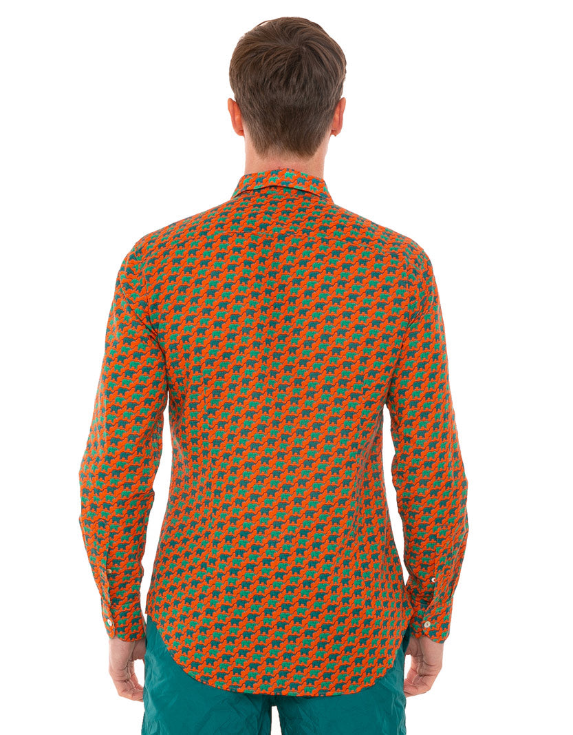 Man muslin cotton Sikelia shirt with elephant print - MC2 Saint Barth
