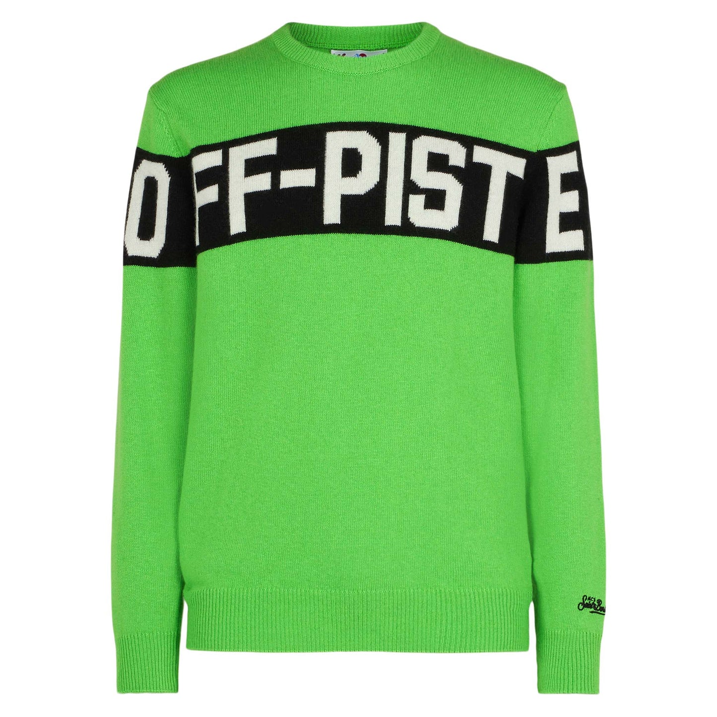 Man fluo green sweater with Off-Piste lettering - MC2 Saint Barth