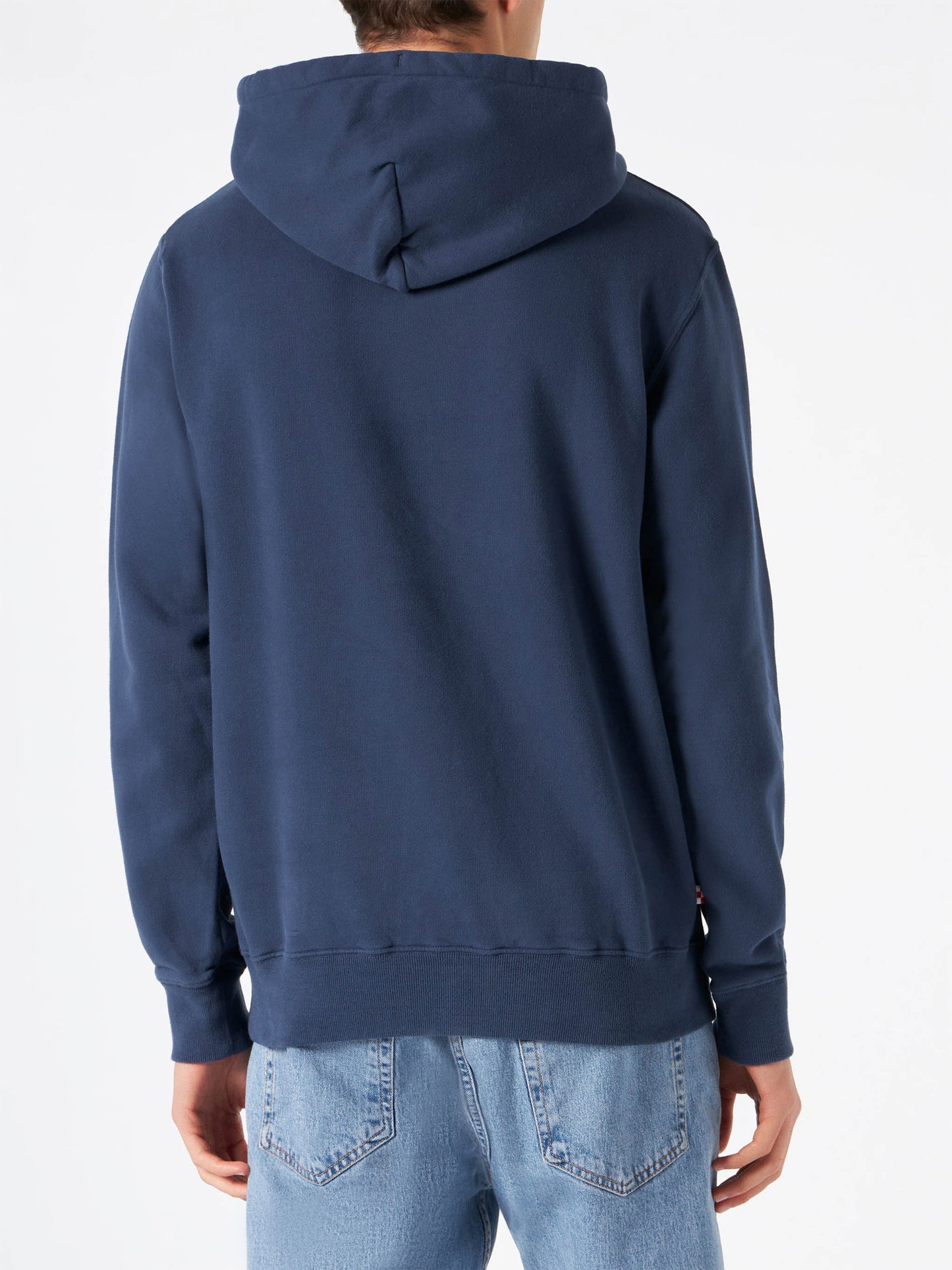 Man navy blue hooded sweatshirt with print - MC2 Saint Barth