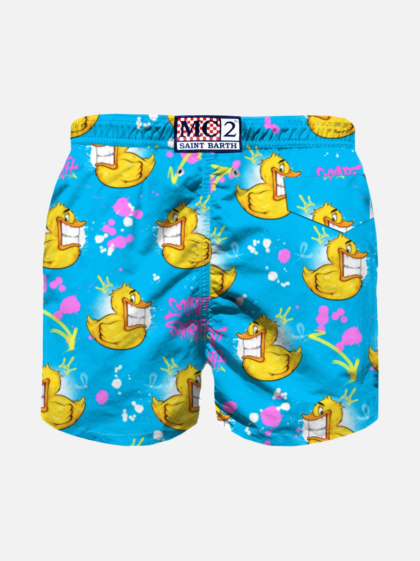 Boy swim shorts with Crypto duck print | CRYPTO PUPPETS® SPECIAL EDITION - MC2 Saint Barth