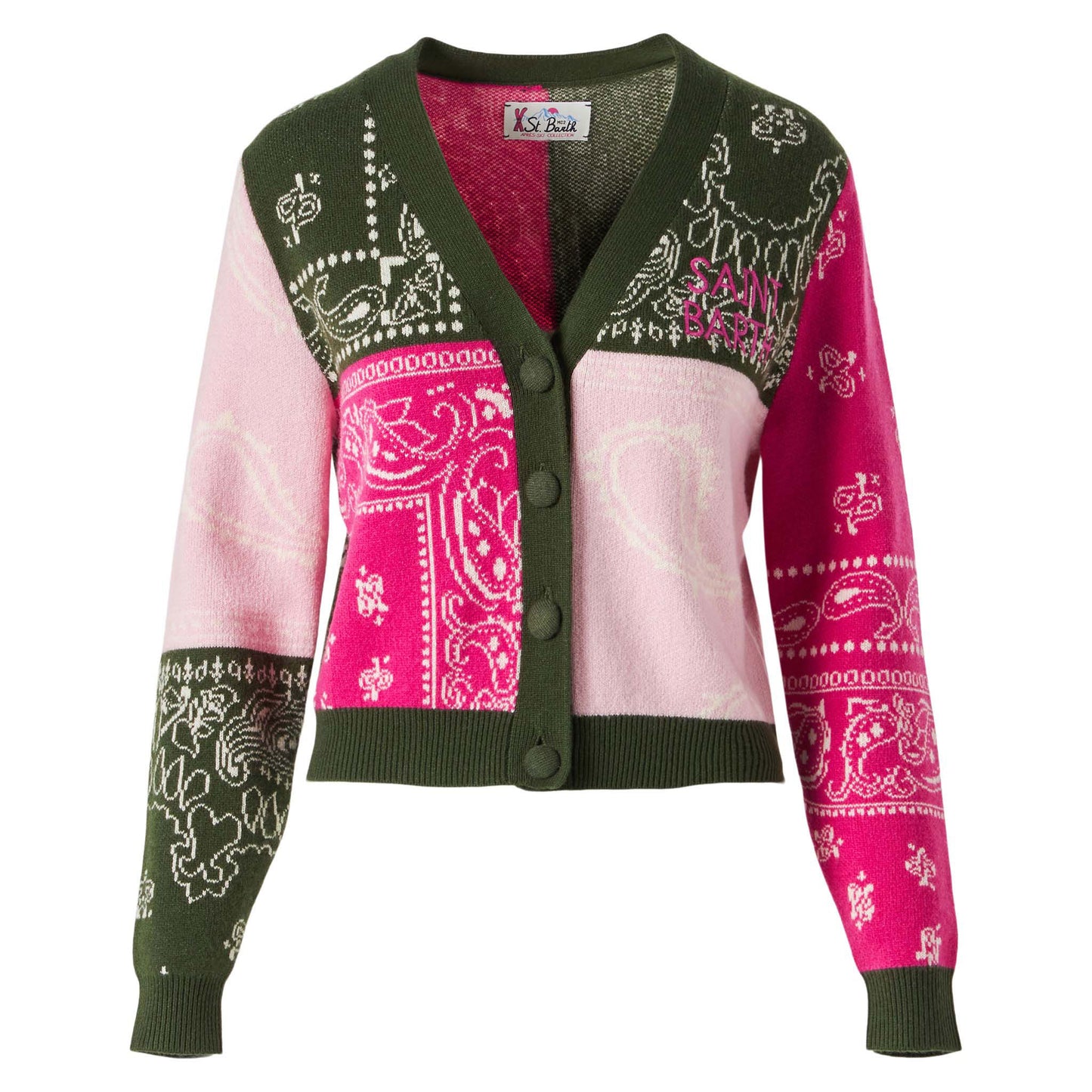 Woman cropped cardigan with bandanna print - MC2 Saint Barth