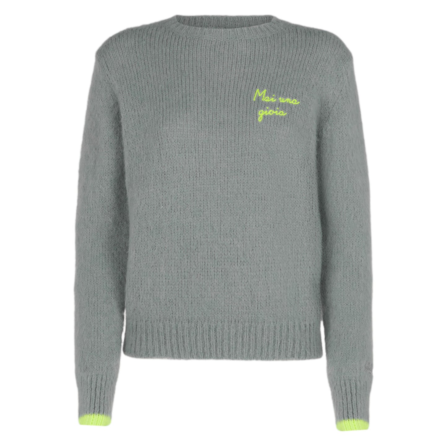 Woman grey brushed sweater with Mai una Gioia embroidery - MC2 Saint Barth