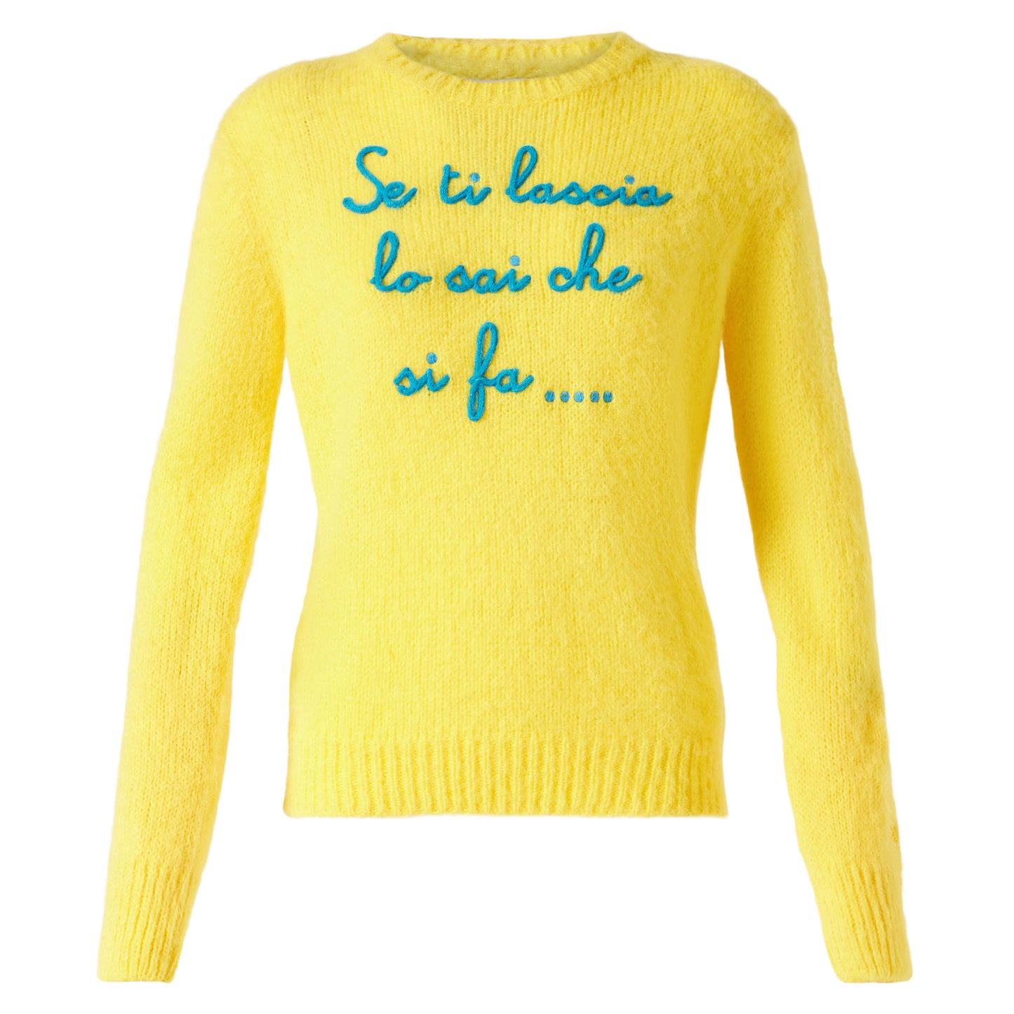 Woman yellow brushed sweater with embroidery - MC2 Saint Barth