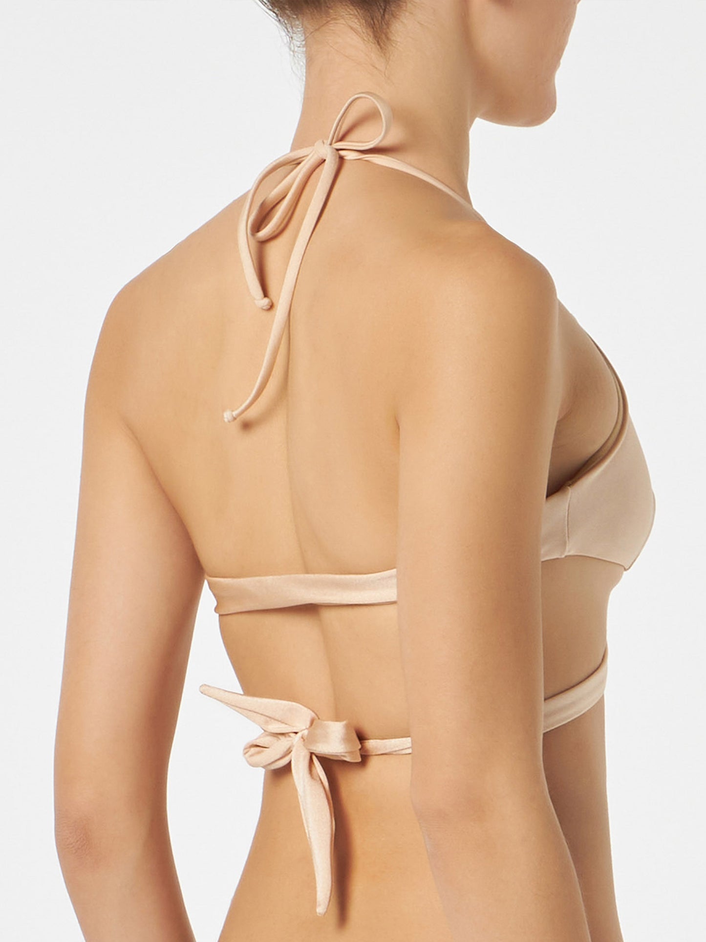 Woman shiny beige wrap triangle top - MC2 Saint Barth