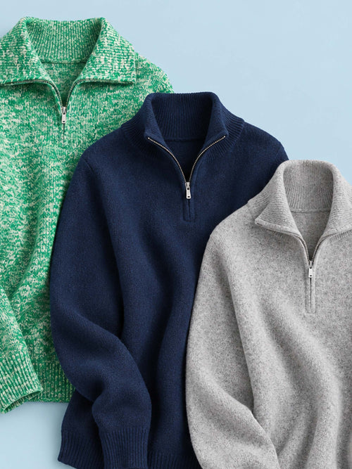 Men's Solid Color Half Zip Knits