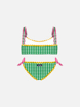 Girl top bikini with gingham print