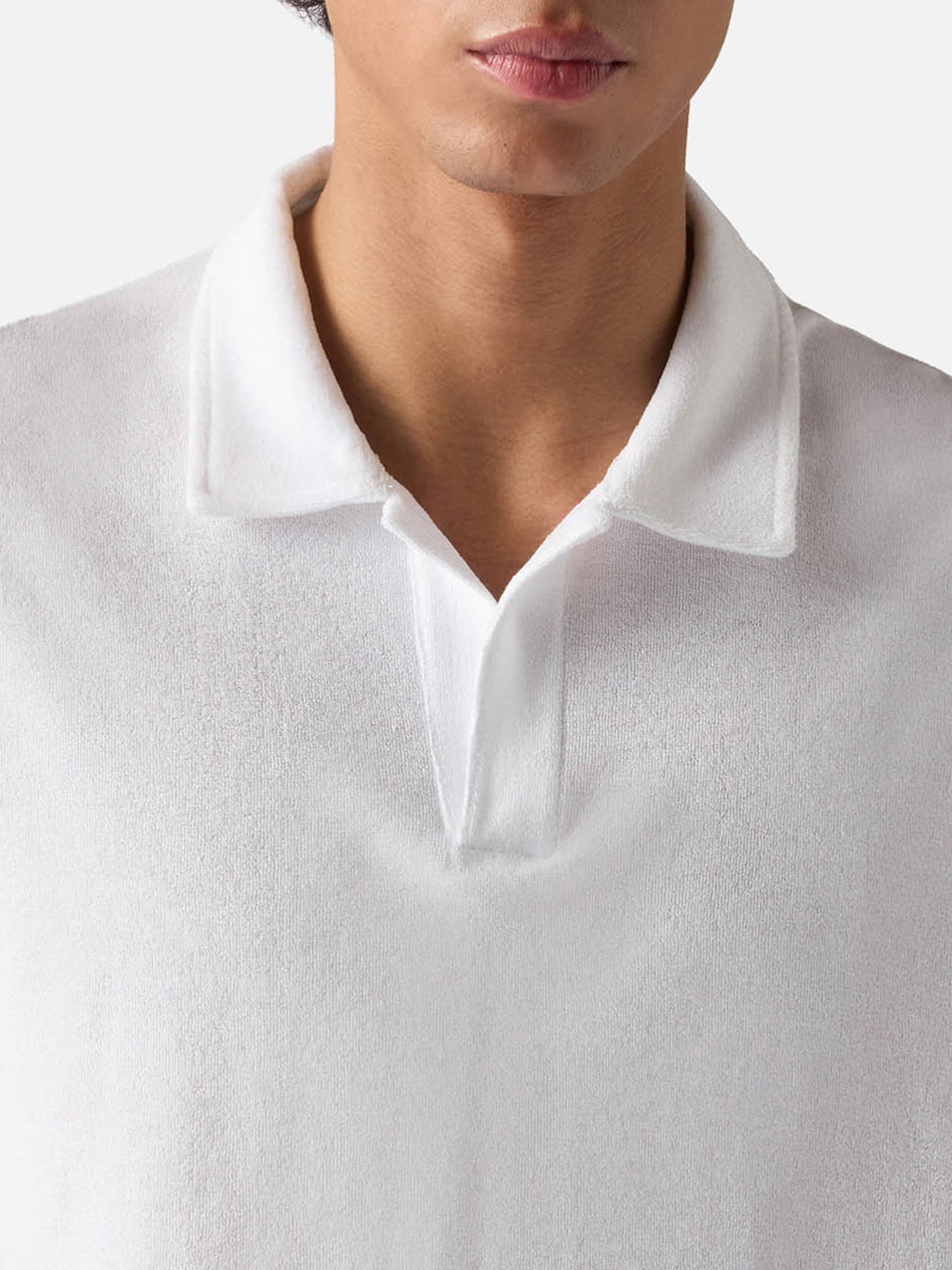 White Jeremy polo in terry-effect cotton