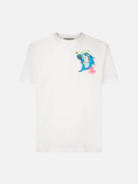 Boy cotton t-shirt with cryptopuppets shark print | CRYPTOPUPPETS SPECIAL EDITION - MC2 Saint Barth