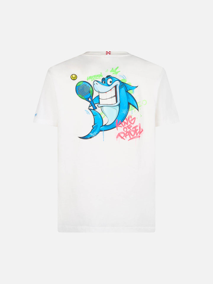 Boy cotton t-shirt with cryptopuppets shark print | CRYPTOPUPPETS SPECIAL EDITION - MC2 Saint Barth