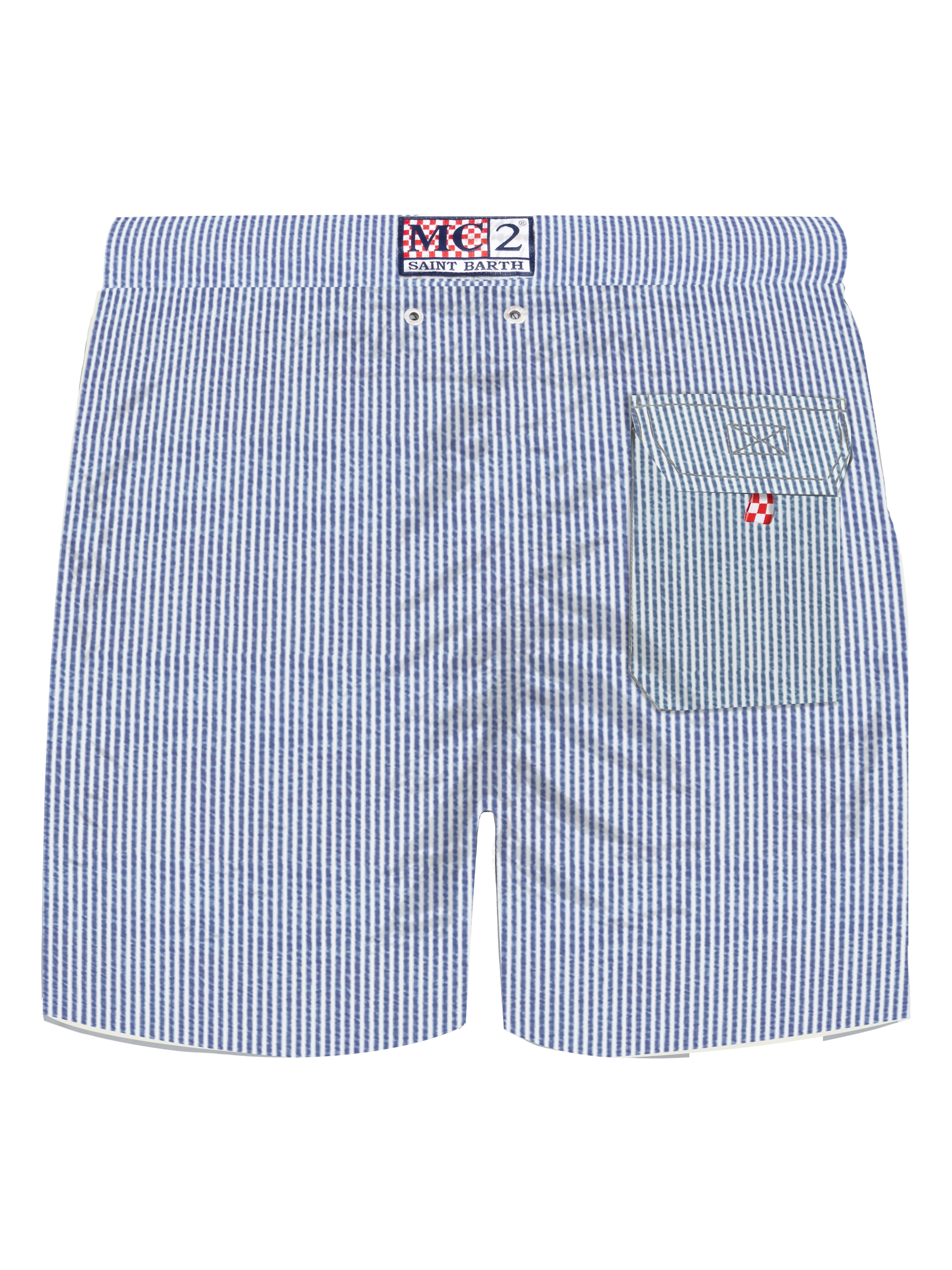 Seersucker bluette striped classic light swim shorts Patmos - MC2 Saint Barth