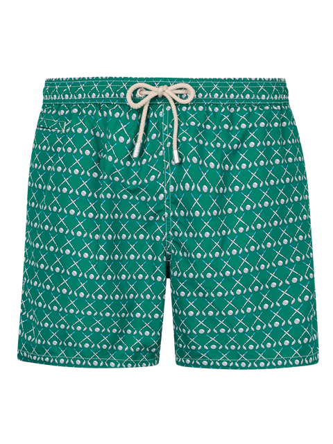 Man lightweight fabric swim-shorts Lighting Micro Fantasy with golf print - MC2 Saint Barth