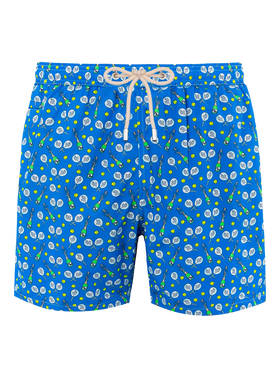 Man lightweight fabric swim-shorts Lighting Micro Fantasy with padel winner print - MC2 Saint Barth