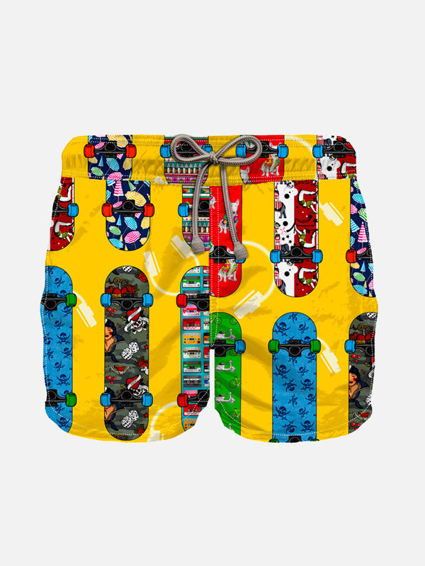 Boy swim shorts with Skateboard print