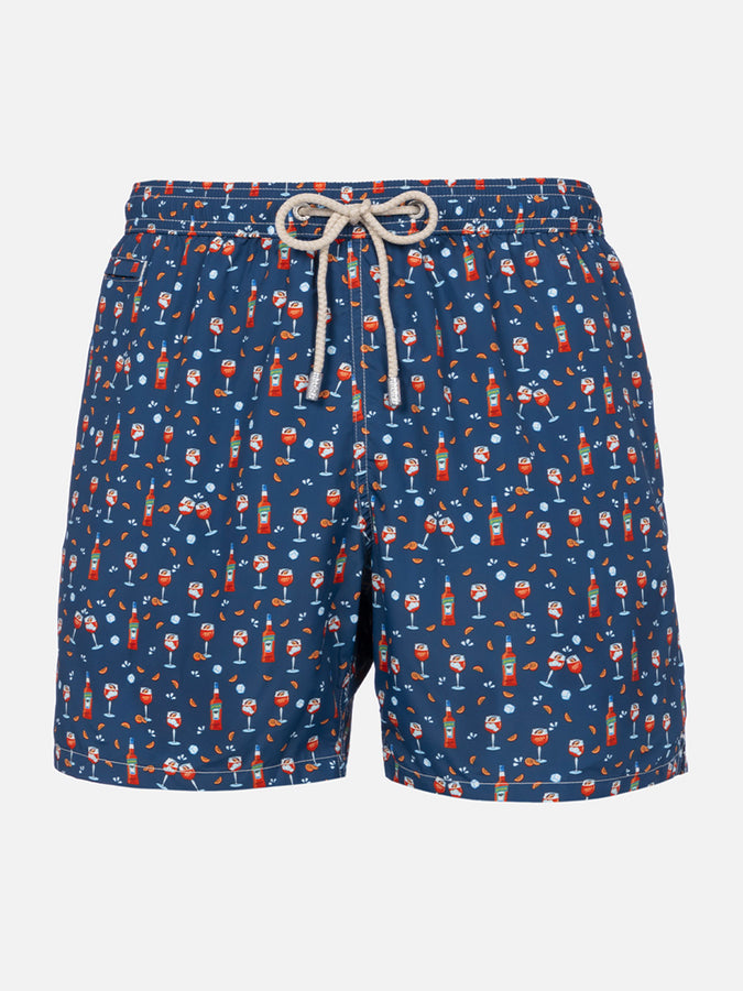 Mc2 Saint Barth Man lightweight fabric swim-shorts Lighting Micro Fantasy with Aperol Spritz print | APEROL SPECIAL EDITION