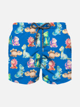 Boy cotton swim shorts with dinosaurs print