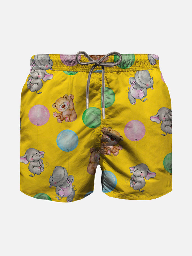 Mc2 Saint Barth Costume da bagno da bambino in cotone con stampa cuccioli e palloncini