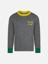 Boy grey crewneck sweater with embroidery