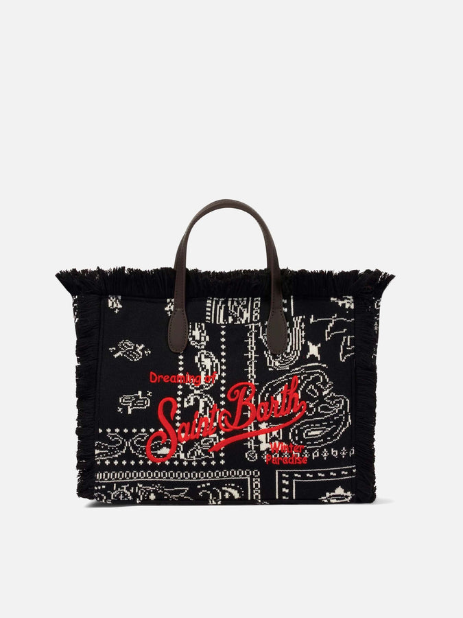 Mc2 Saint Barth Borsa Colette in lana con stampa bandana nera