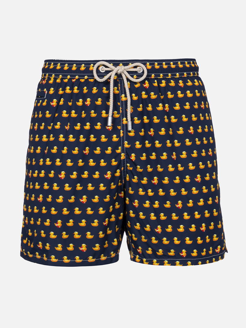 Man lightweight fabric swim-shorts Lighting Micro Fantasy with ducky print