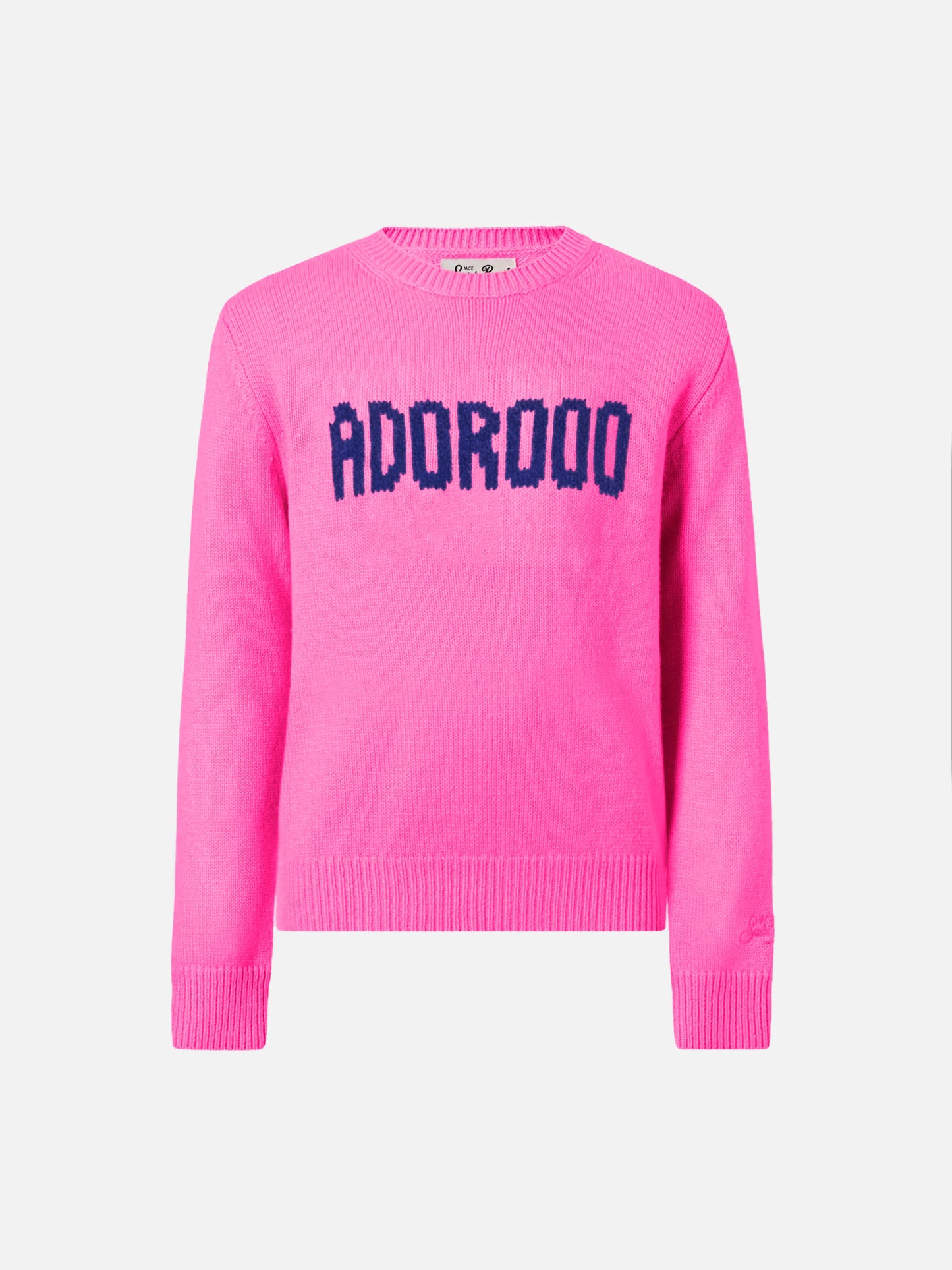 Fluo pink crewneck Princess Soft with  Adoro jacquard