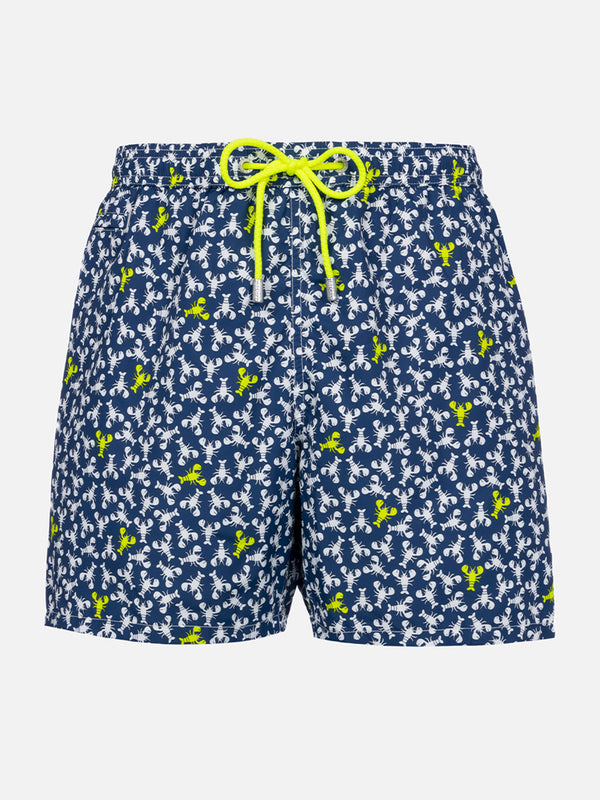 Man lightweight fabric swim-shorts Lighting Micro Fantasy with loabster print