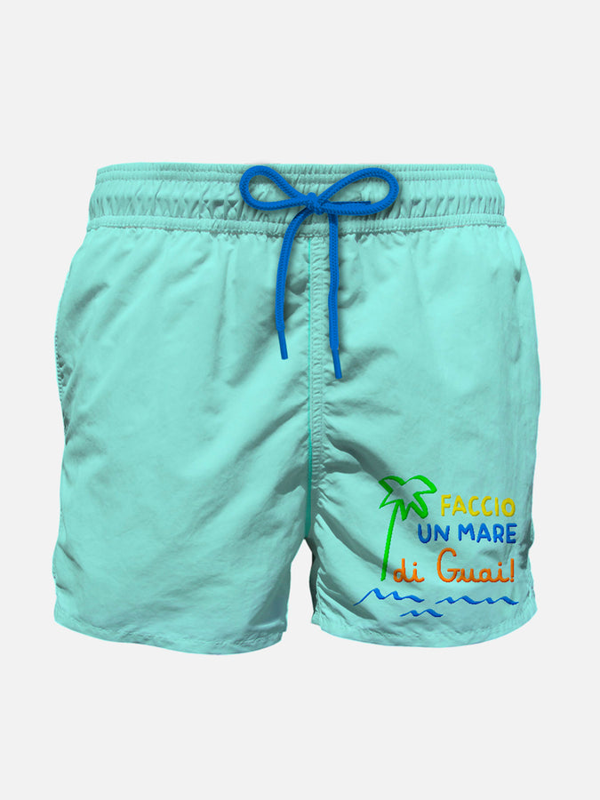 Mc2 Saint Barth Costume da bagno da bambino con ricamo Faccio un mare di guai!