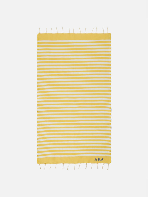 Fouta classic honeycomb with white and yellow stripes