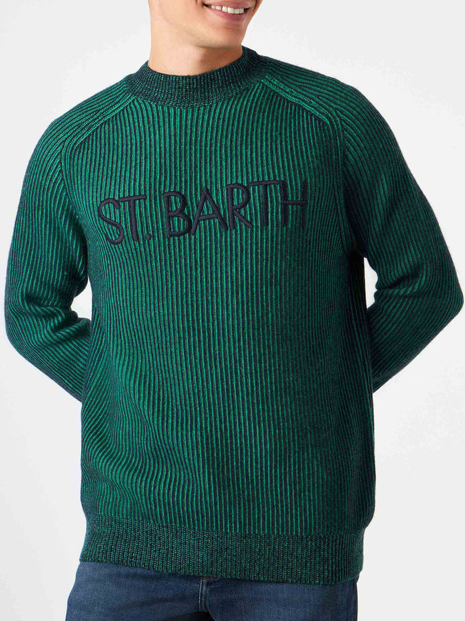 Mc2 Saint Barth Maglia da uomo a costine mezzo collo verde