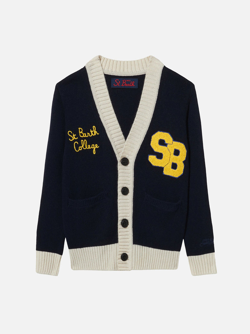 Strickjacke für Jungen mit Aufnäher und Stickerei des St. Barth College