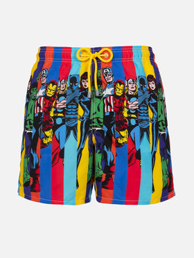 Man mid-length Gustavia swim-shorts with Marvel characters placed print| MARVEL SPECIAL EDITION - MC2 Saint Barth