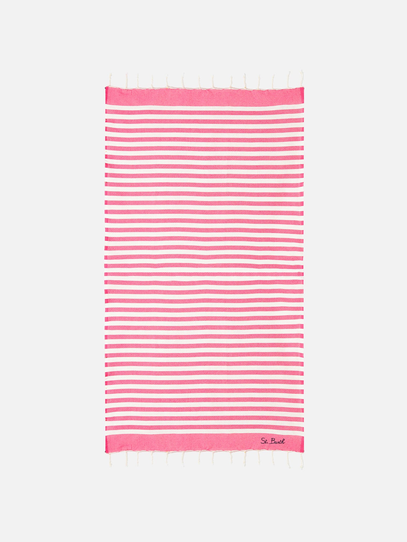 Cotton beach towel Fouta with fuchsia striped print - MC2 Saint Barth