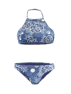 High Neck Bikini Denim Leaves - MC2 Saint Barth