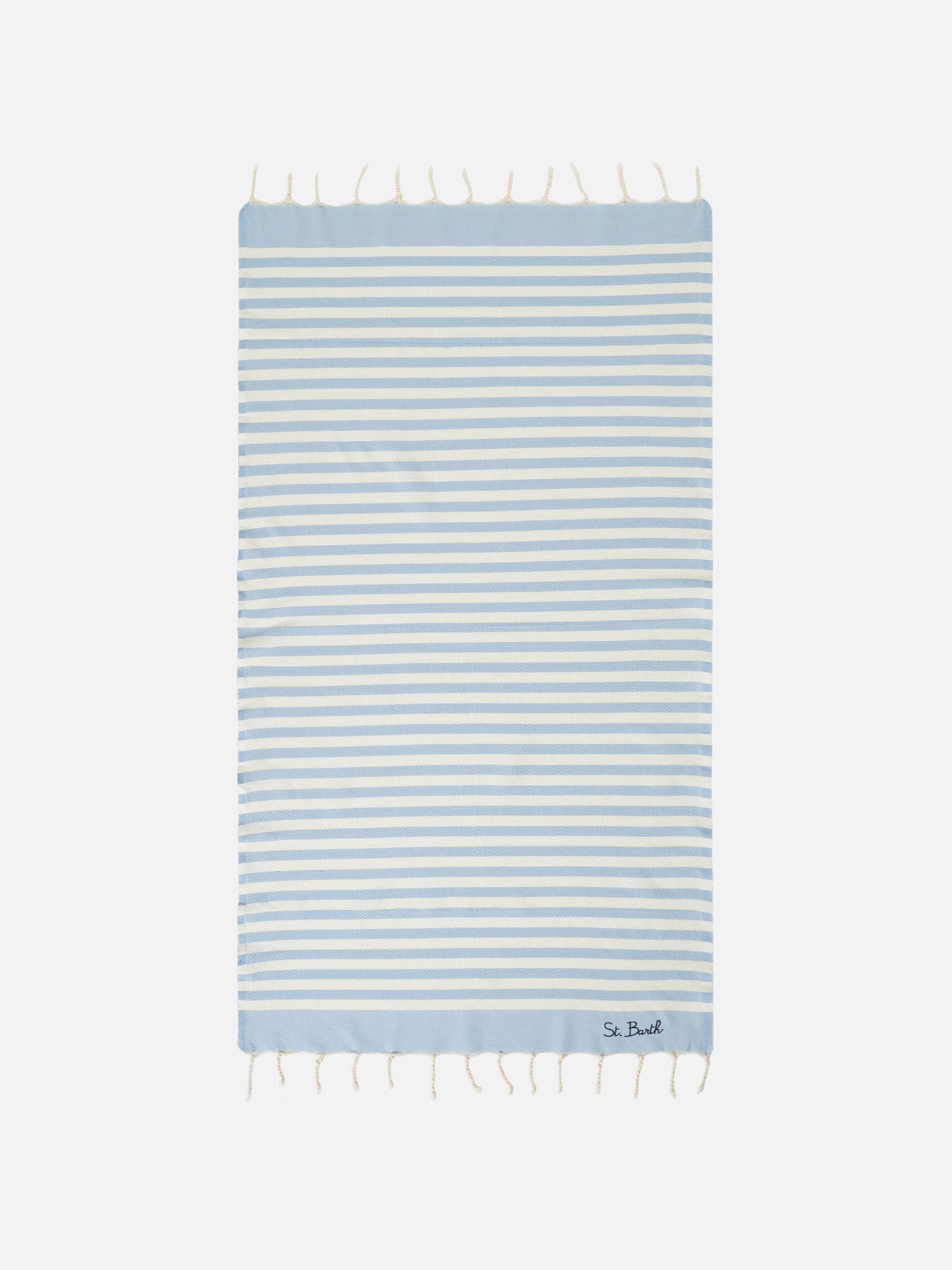 Cotton beach towel Fouta with light blue striped print - MC2 Saint Barth