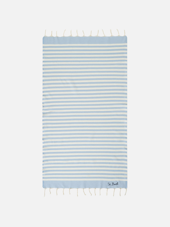 Mc2 Saint Barth Cotton beach towel Fouta with light blue striped print