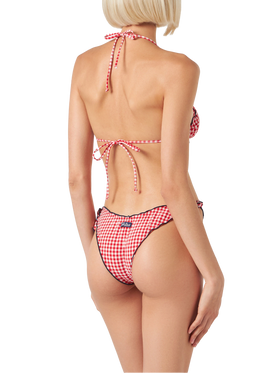 Woman ruffled cheeky swim briefs with gingham print - MC2 Saint Barth